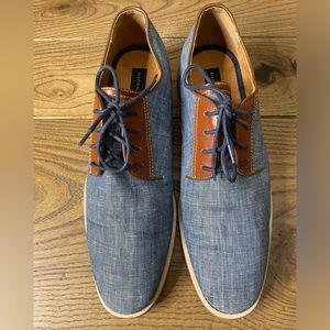 Giorgio Brutini Mens Oxfords Derby Linen Canvas Blue Brown shoes Size 12M